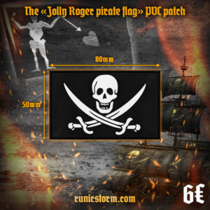 The «Jolly Roger pirate flag (sabres)» PVC patch